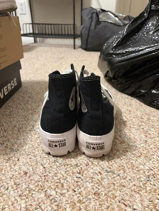 Converse Black and White High-Top Platform Sneakers - Picture 3 of 3